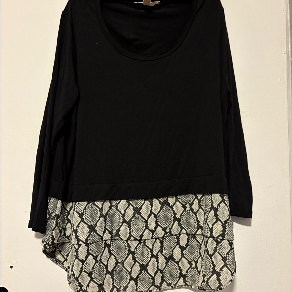 Michael Kors Black and White Asymmetrical Tunic